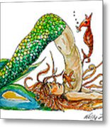 Mermaid Plow Pose Metal Print