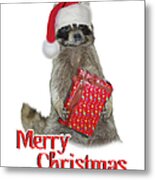 Merry Christmas -  Raccoon Metal Print