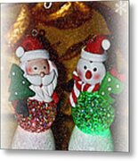 Merry Christmas - Glowing Santas By Kaye Menner Metal Print