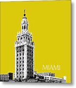 Miami Skyline Freedom Tower - Mustard Metal Print