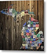 Michigan Counties State License Plate Map Metal Print