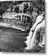 Middle Falls Black And White Metal Print