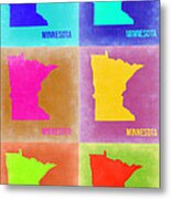 Minnesota Pop Art Map 2 Metal Print