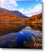 Mirror Lake Autumn Landscape Reflections On Water Metal Print