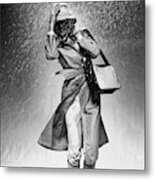 Model Caught In Heavy Rain Wearing Valentino Metal Print