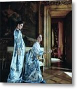 Models Wearing Valentino In Palazzo Borghese Metal Print