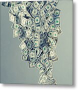 Money Flying Out Of Man's Wallet Metal Print