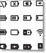 Mono Icons Set | Battery & Power Metal Print