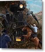 Monster Train Attacking Cowboys Metal Print