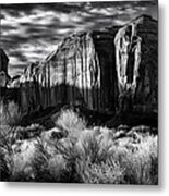 Monument Valley In Black And White Metal Print