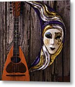 Moon Mask And Mandolin Metal Print