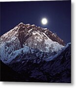 Moon Over Nuptse Nepal Metal Print