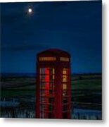 Moon Over Telephone Booth Metal Print