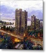 Moon Rise Over Vancouver Metal Print