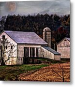 Moonrise Over An Amish Farm Metal Print