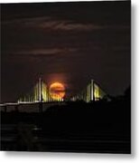Moonrise Over The Skyway Bridge Metal Print