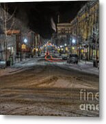 Morgantown High Street On Cold Snowy Night Metal Print