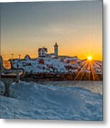 Morning Light At Nubble Lighthouse Metal Print