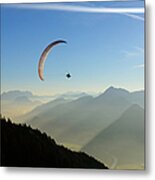 Morning Paragliding Flight Metal Print