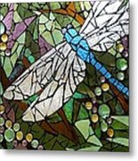 Mosaic Stained Glass - Blue Dragonfly 50/50 Metal Print