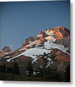 Mount Hood Summit In Warm Glow Metal Print