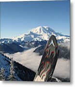 Mount Rainier Has Skis Metal Print
