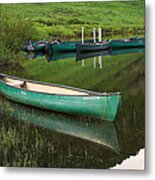 Mountain Lake Canoe Metal Print
