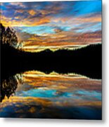 Mountain Lake Sunset Metal Print