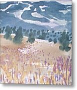 Mountains And Field Metal Print
