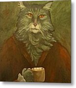 Mr. Mewington With Cappuccino Metal Print