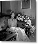 Mrs. Harrison Williams Seated With A Dog Metal Print
