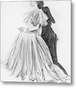 Mrs. Jay O'brian Wearing A Grey Tulle Dress Metal Print