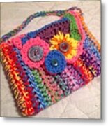 My First #freeformcrochet #purse #ipad Metal Print