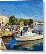 Mytilini Port Metal Print