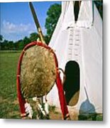 Native American Shield And Spear Metal Print