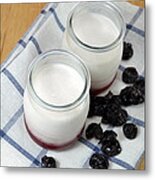 Natural Yoghurt Over A Table Metal Print