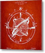 Nautical Observation Apparatus Patent From 1895 - Red Metal Print