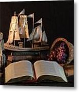 Nautical Still Life With Grapes Metal Print