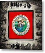 Naval Special Warfare Command - N S W C - Emblem  Over Navy Seals Collage Metal Print
