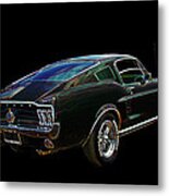 Neon Mustang Fastback 1967 Metal Print