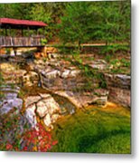 Covered Bridge In Spring - Ponca Arkansas Metal Print