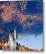 Neuschwanstein Castle In Autumn Colours Metal Print