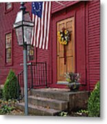 New England Door And Betsy Ross Flag Metal Print