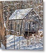 New England Winter Woods Square Metal Print