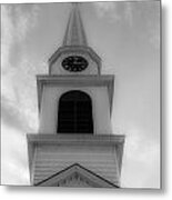 New Hampshire Steeple Dreamy View Black And White Metal Print