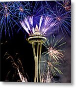 New Year Fireworks 2012 On Space Needle - 3 Metal Print