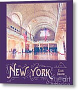 New York City Ellis Island Digital Watercolor Metal Print