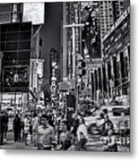 New York Minute In Black And White Metal Print