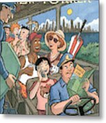 New Yorker Characters Board A City Bus Metal Print