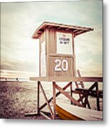 Newport Beach Lifeguard Tower 20 Vintage Picture Metal Print